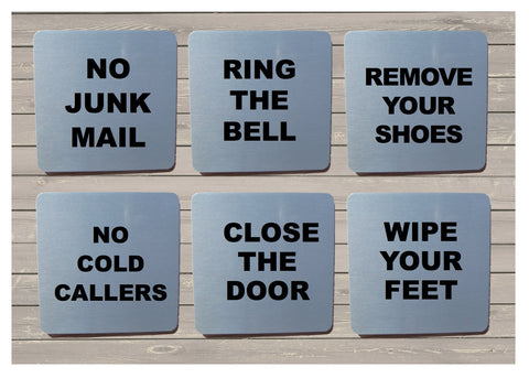 Close Door, Junk Mail, Cold Callers & Ring Bell Silver, Gold or White Vital Signs: SQUARE
