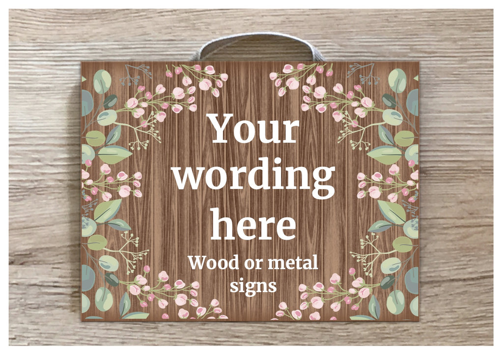 Personalised Wandering Wildflowers Wood Effect Blank Sign in Wood or Metal
