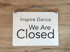 Open and Closed Reversible Personalised Hanging Metal Signs for Shops, Restaurants, Business at www.honeymellow.com