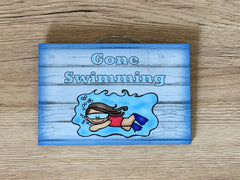 Gone Swimming Large Customised Hanging Sign at Honeymellow.com