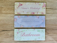 Floral Cottage Chic Add Your Own Text Personalised Sign at Honeymellow.com