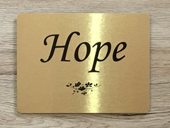 Brushed gold blank signs to personalise.  Add your text to metal plaques at www.honeymellow.com