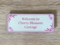 Add your own text to our blossom personalised custom-made sign handmade at Honeymellow