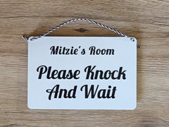Do Not Disturb / Please Knock Reversible Personalised Hanging Metal Signs for Shops, Restaurants, Business at www.honeymellow.com