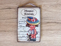 Music Room Vintage Rustic Wood Door Sign: Buy online only at www.honeymellow.com