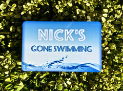 Gone swimming personalised handmade sign at www.honeymellow.com