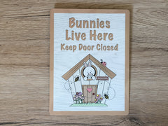 Bunnies Live Here Personalised Metal Sign