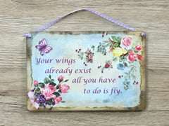 'I'm in the Garden'  Rustic Butterfly (Small) in Metal or Wood + Add Your Own Text