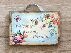 'I'm in the Garden'  Rustic Butterfly (Small) in Metal or Wood + Add Your Own Text