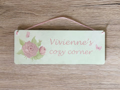 Add Your Own Text to our Vintage Rustic Roses & Green Leaves Sign
