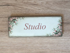 Add Your Own Text to our Vintage Rustic Roses & Green Leaves Sign