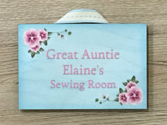 Add Your Own Text to Aqua Floral Wood Effect Design Sign in Wood or Metal