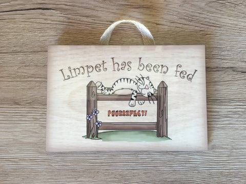 Cat has been Fed Reminder Rustic Sign: Custom-Made Personalised Wooden Plaque