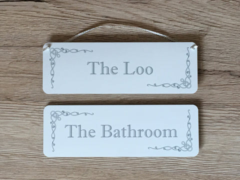 Room Plaques: Silver Design with Add Your Own Text Option