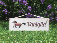 Horse Wood Effect Sign Personalised Metal Stables Plaque