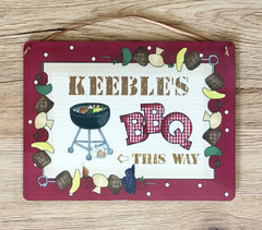 BBQ THIS WAY Personalised sign