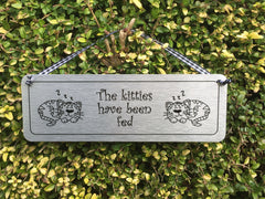 Cat Fed/Not Fed Personalised Double-Sided Silver Sign