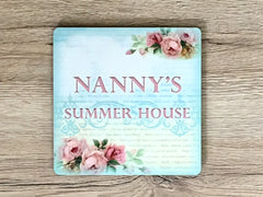 Add Your Own Text to Summer Rose Square Cottage Chic Blank Signs