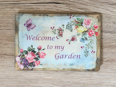 'I'm in the Garden'  Rustic Butterfly (Small) in Metal or Wood + Add Your Own Text