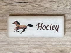 Horse Wood Effect Sign Personalised Metal Stables Plaque