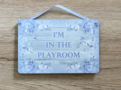 'I'm in the Garden' Grey Wood Effect Metal or Wooden Sign + Add Your Own Text