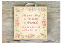 Blank flower with pink wildflowers on beige wood or metal sign; custom-made with your text at www.honeymellow.com