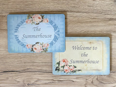 Add Your Own Text to Vintage Blue Shabby Chic Blank Signs