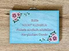 Add Your Own Text to Aqua Floral Wood Effect Design Sign in Wood or Metal